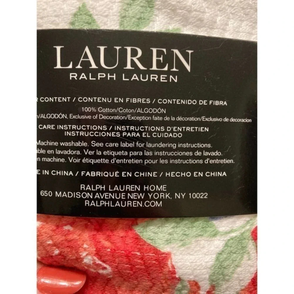 Lauren Ralph Lauren Home Kitchen Set NWT 3 Red Blue Floral Towels‎ 2 Mini Mitts